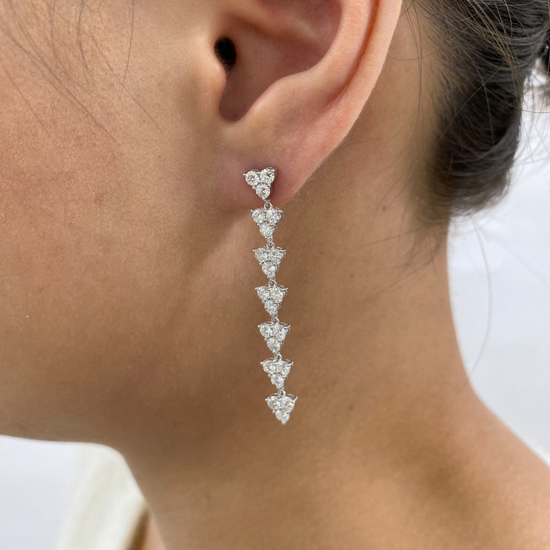 Diamond Drop Earrings 3 ct White Gold