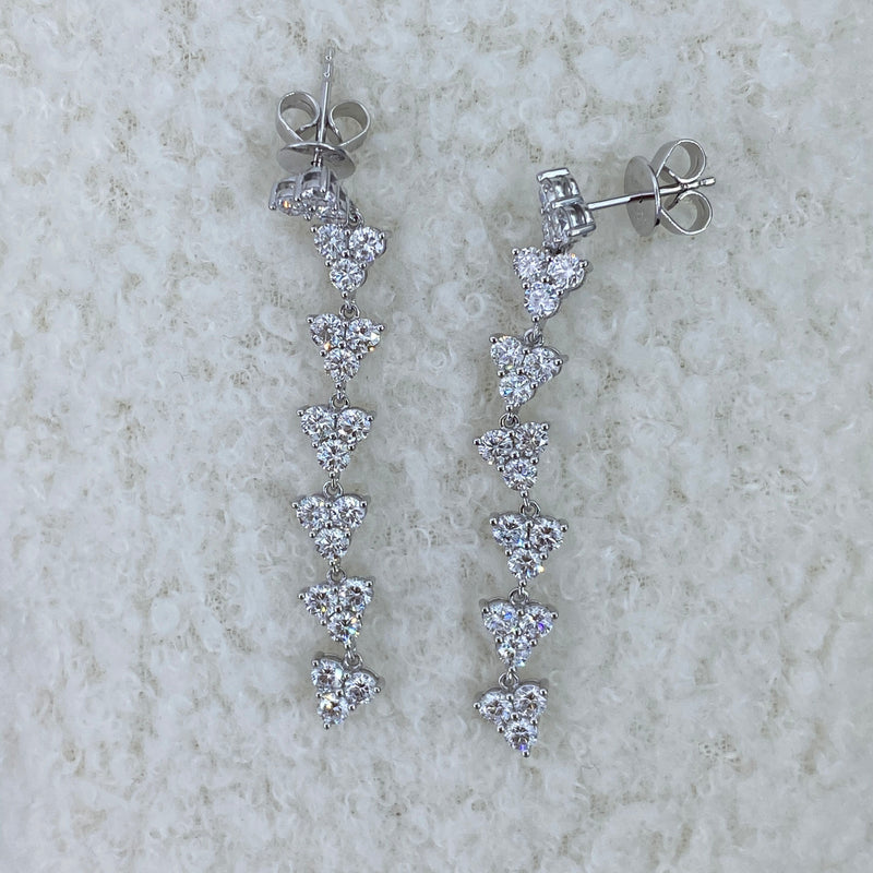 Diamond Drop Earrings 3 ct White Gold