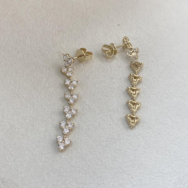 Diamond Drop Earrings 3 Carat Yellow Gold 14K