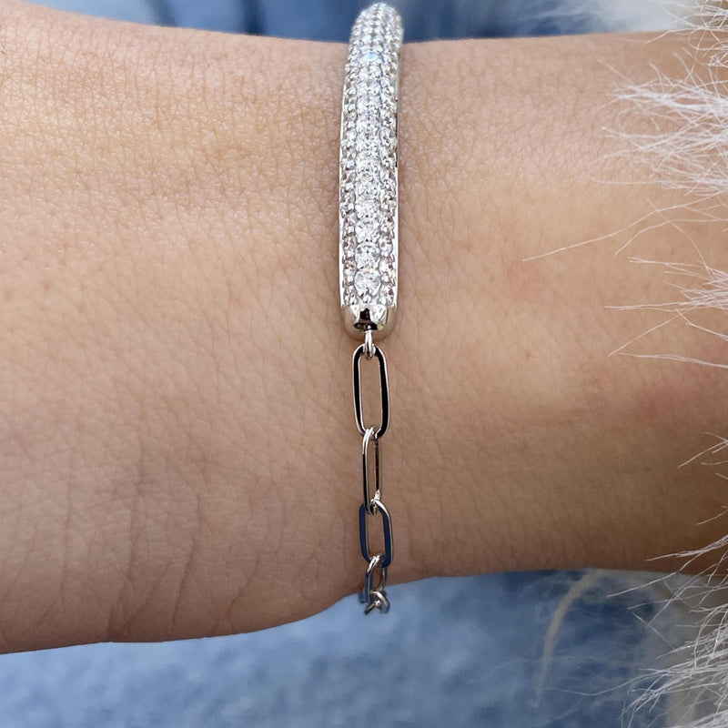 Diamond Chain Bracelet 1.06 Carat White Gold 14K