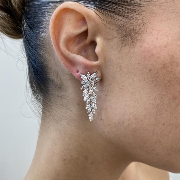 Diamond Drop Earrings 5.75 Carat White Gold 14K