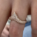 Diamond Chevron Pave Ring 0.87 Carat Rose Gold 14K