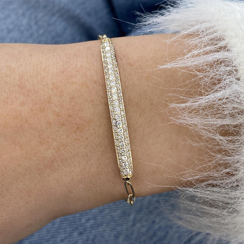 Diamond Chain Bracelet 1.06 Carat Yellow Gold 14K