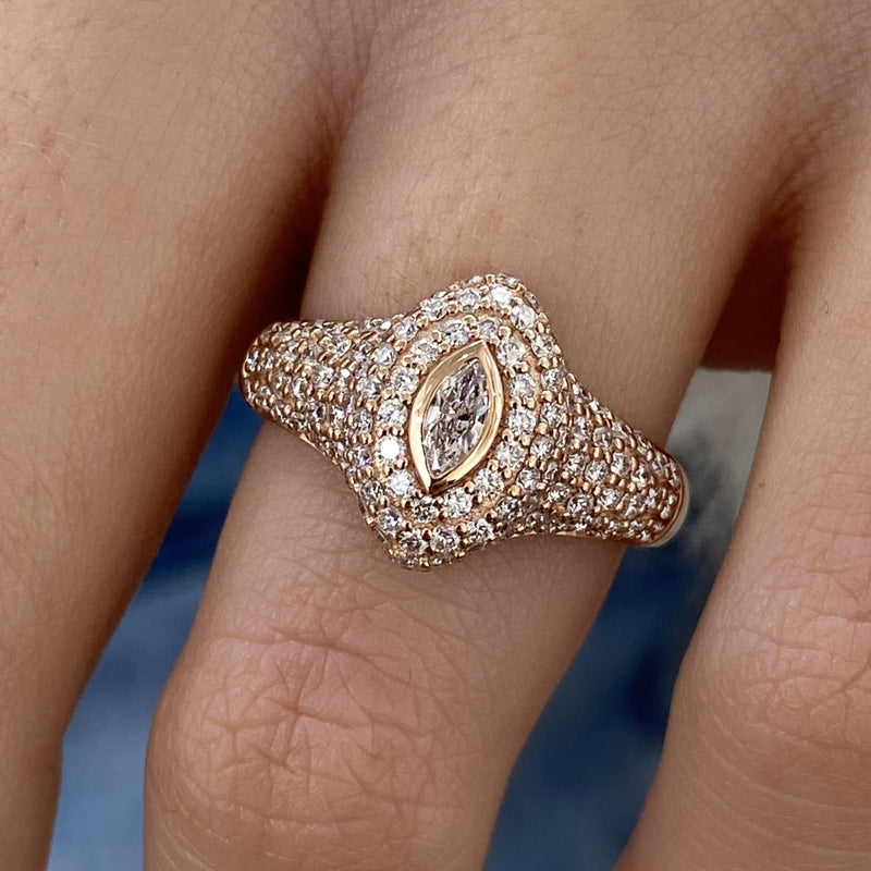 Diamond Dome Ring 1.02 Carat Rose Gold 14K