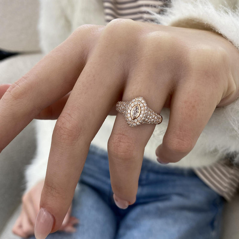 Diamond Dome Ring 1.02 Carat Rose Gold 14K