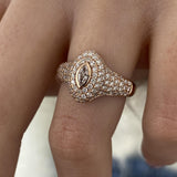 Diamond Dome Ring 1.02 Carat Rose Gold 14K