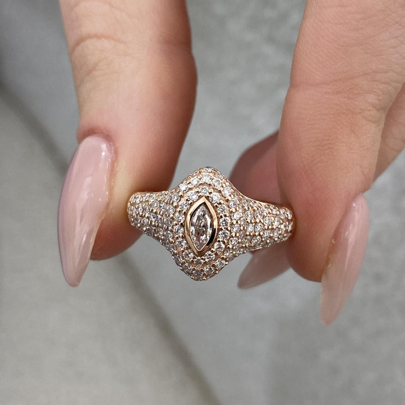 Diamond Dome Ring 1.02 Carat Rose Gold 14K