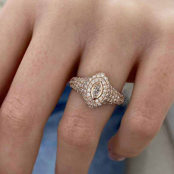 Diamond Dome Ring 1.02 Carat Rose Gold 14K