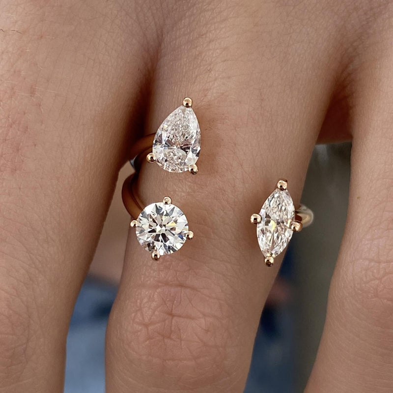 Diamond Open Split Ring 1.28 Carat Rose Gold 14K