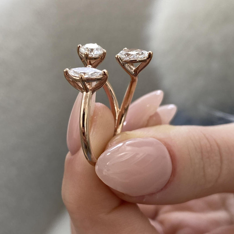 Diamond Open Split Ring 1.28 Carat Rose Gold 14K