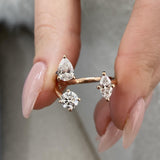 Diamond Open Split Ring 1.28 Carat Rose Gold 14K