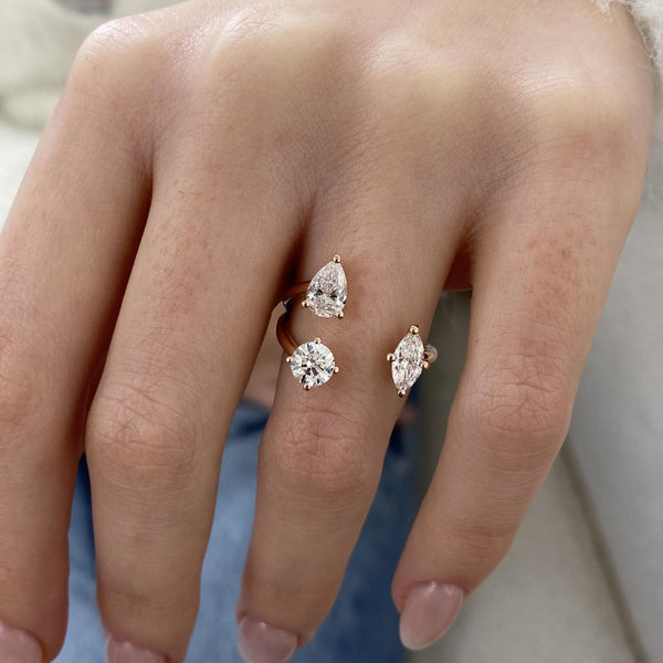 Diamond Open Split Ring 1.28 Carat Rose Gold 14K