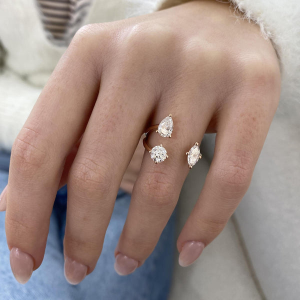 Diamond Open Split Ring 1.28 Carat Rose Gold 14K