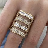 Diamond Wide Pave Band 3.16 Carat Yellow Gold 14K