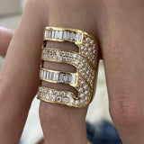 Diamond Wide Pave Band 3.16 Carat Yellow Gold 14K