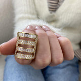 Diamond Wide Pave Band 3.16 Carat Yellow Gold 14K