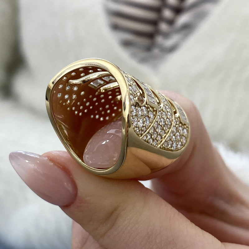 Diamond Wide Pave Band 3.16 Carat Yellow Gold 14K