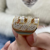 Diamond Wide Pave Band 3.16 Carat Yellow Gold 14K