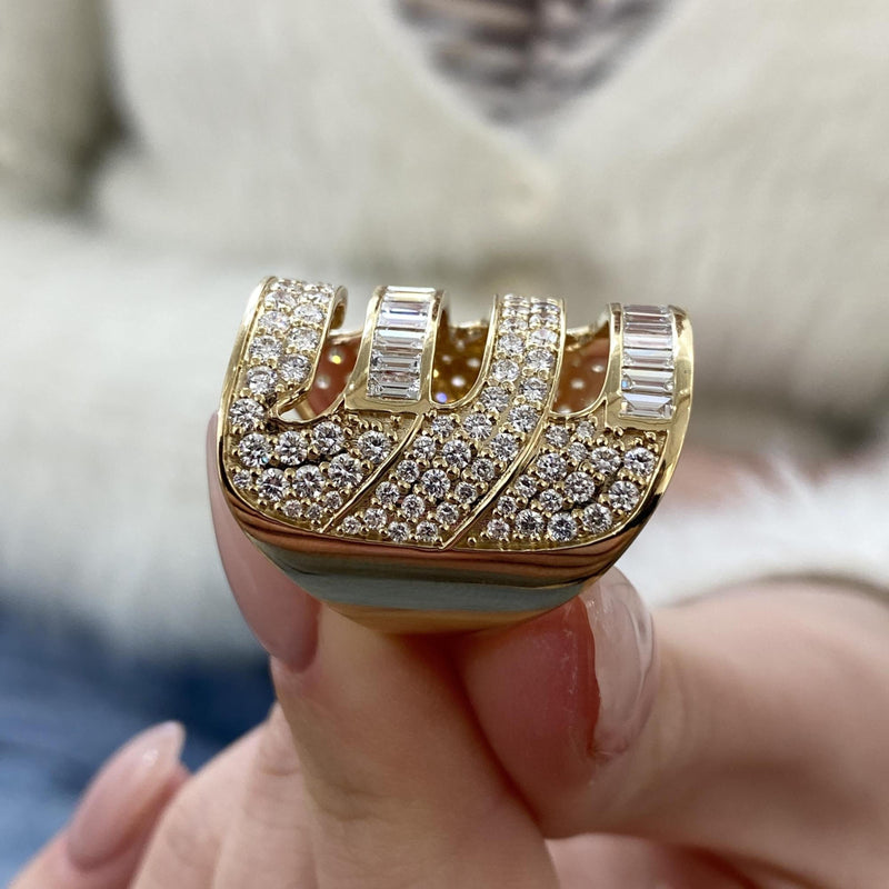Diamond Wide Pave Band 3.16 Carat Yellow Gold 14K