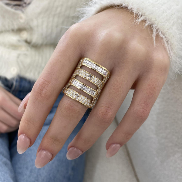Diamond Wide Pave Band 3.16 Carat Yellow Gold 14K