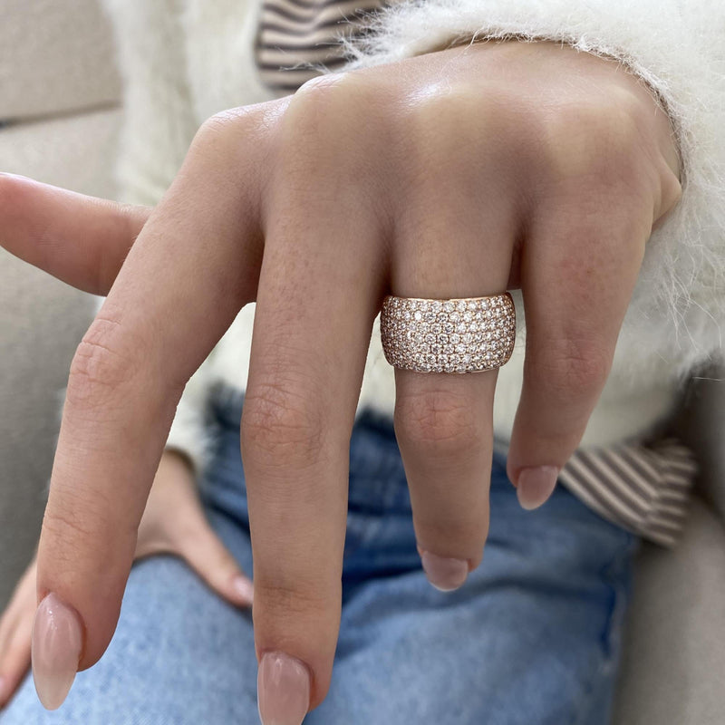 Diamond Wide Pave Band 1.84 Carat Rose Gold 14K