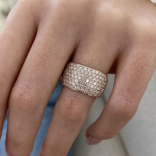 Diamond Wide Pave Band 1.84 Carat Rose Gold 14K