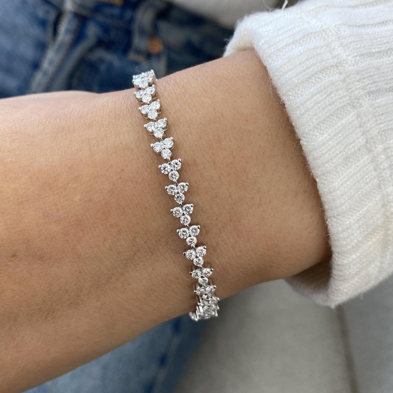 Diamond Tennis Bracelet 4.04 Carat White Gold 14K