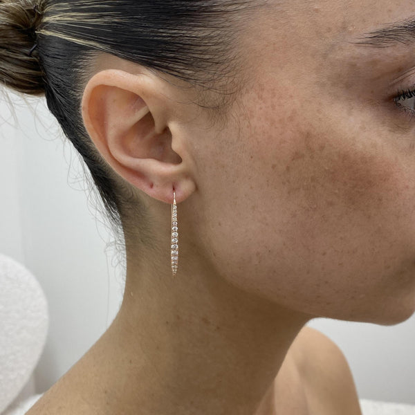 Diamond Threader Earrings 1.17 Carat Rose Gold 14K