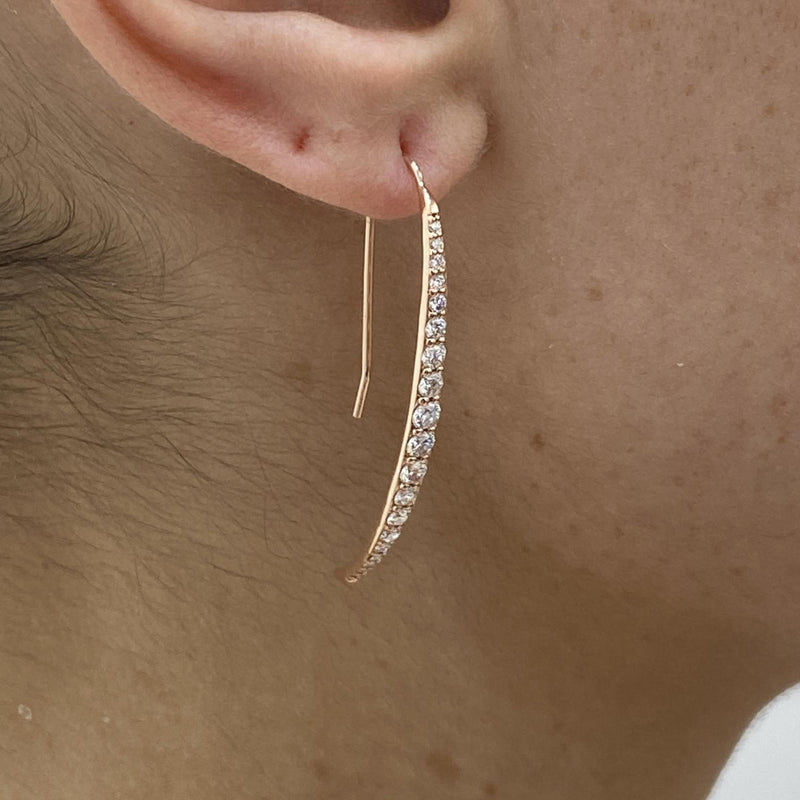 Diamond Threader Earrings 1.17 Carat Rose Gold 14K