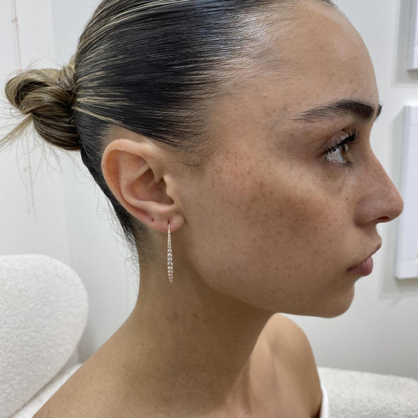 Diamond Threader Earrings 1.17 Carat Rose Gold 14K