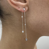 Diamond Dangle Earrings 0.63 Carat White Gold 14K