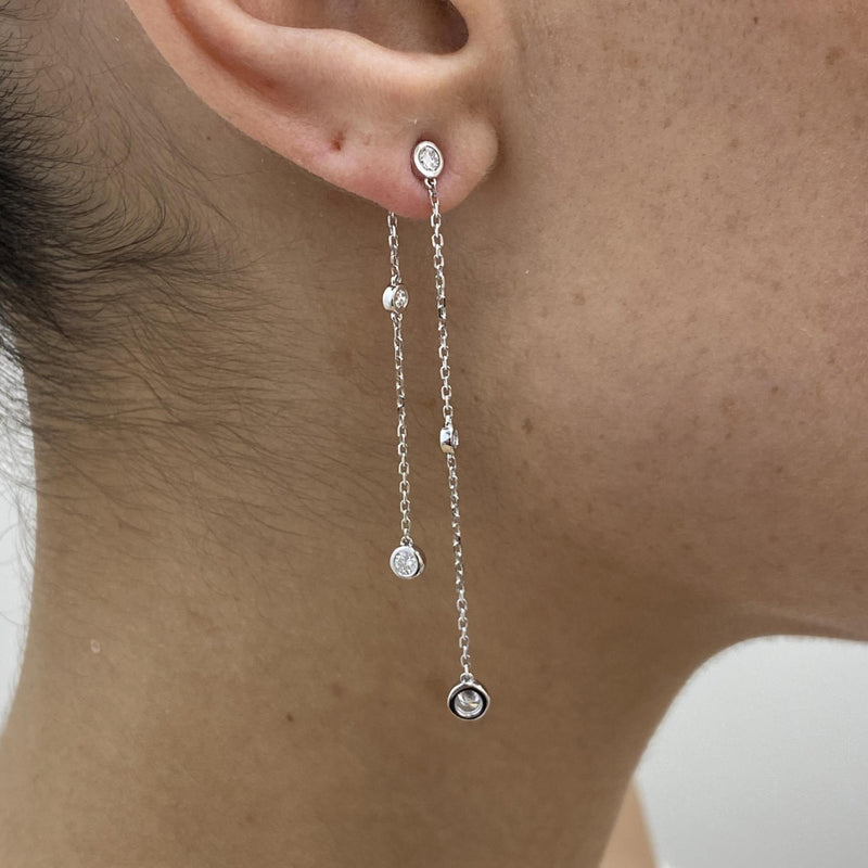 Diamond Dangle Earrings 0.63 Carat White Gold 14K