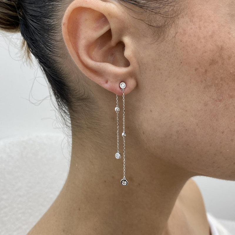 Diamond Dangle Earrings 0.63 Carat White Gold 14K