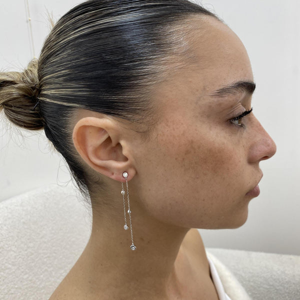Diamond Dangle Earrings 0.63 Carat White Gold 14K