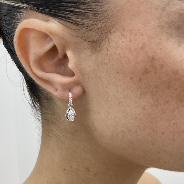 Diamond Dangle Earrings 1.01 Carat White Gold 14K