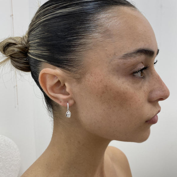 Diamond Dangle Earrings 1.01 Carat White Gold 14K