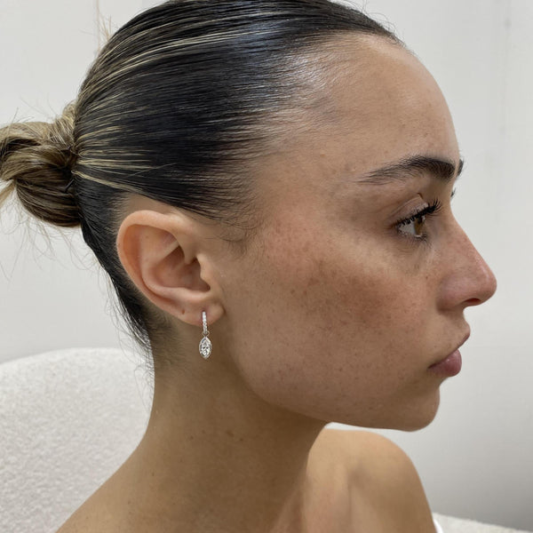 Diamond Dangle Earrings 0.78 Carat White Gold 14K