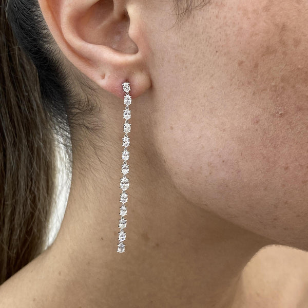 Diamond Drop Earrings 2.47 Carat White Gold 14K