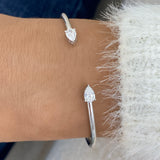 Diamond Open Bangle Bracelet 1.1 ct White Gold