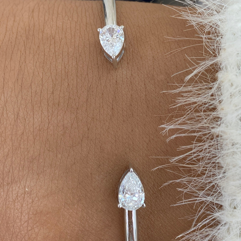 Diamond Open Bangle Bracelet 1.1 ct White Gold