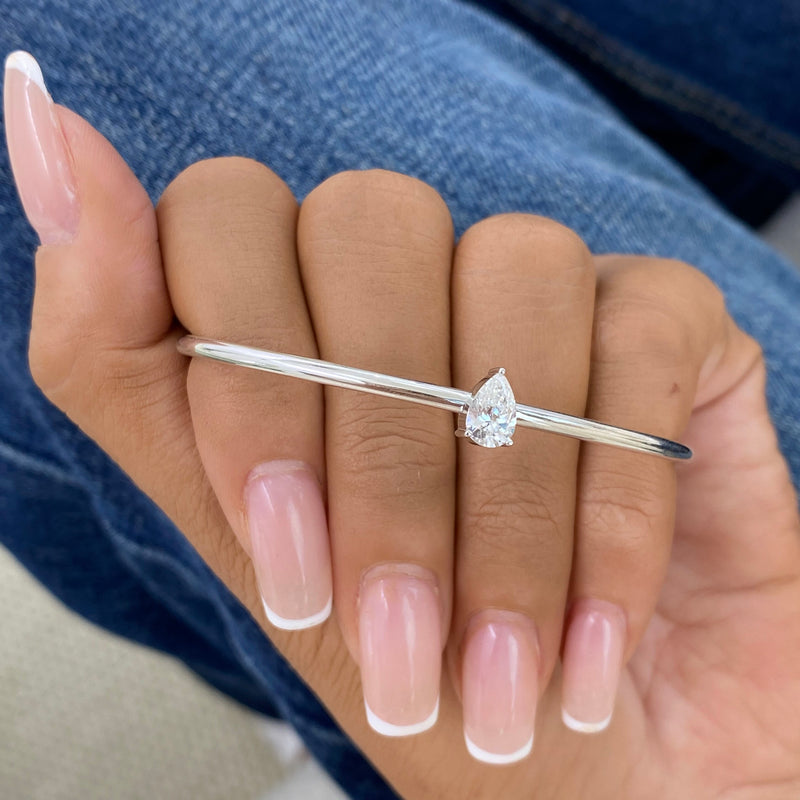 Diamond Open Bangle Bracelet 1.1 ct White Gold