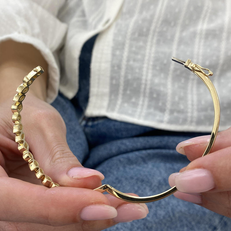 Diamond Bangle Bracelet 2.77 Carat Yellow Gold 14K