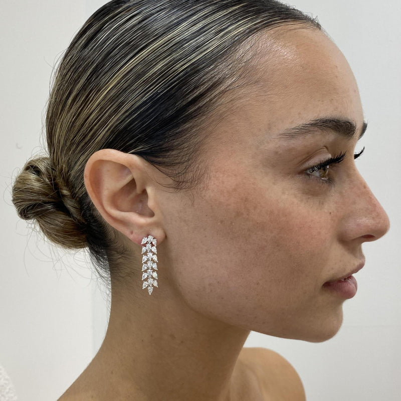 Diamond Drop Earrings 3.17 Carat White Gold 14K