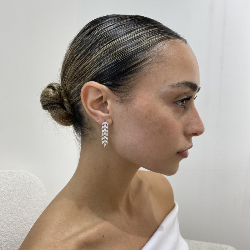 Diamond Drop Earrings 3.17 Carat White Gold 14K