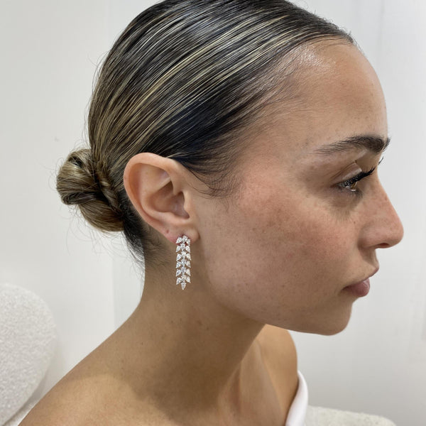 Diamond Drop Earrings 3.17 Carat White Gold 14K