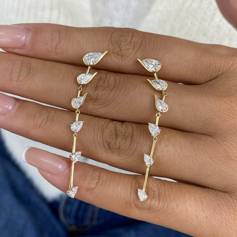 Diamond Drop Earrings 2.3 ct Yellow Gold