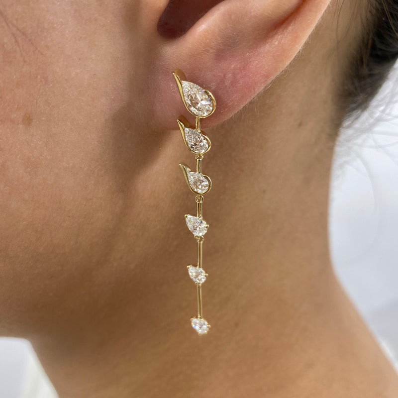 Diamond Drop Earrings 2.3 ct Yellow Gold