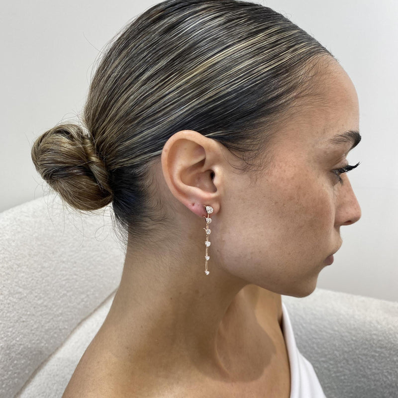 Diamond Drop Earrings 2.26 Carat Rose Gold 14K