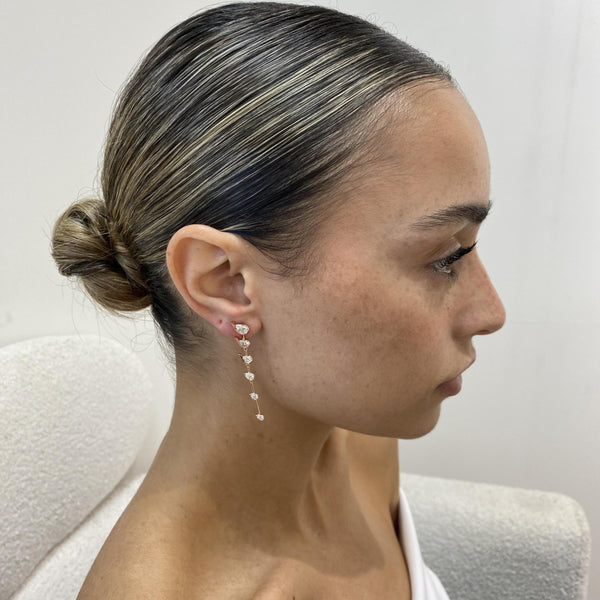 Diamond Drop Earrings 2.26 Carat Rose Gold 14K