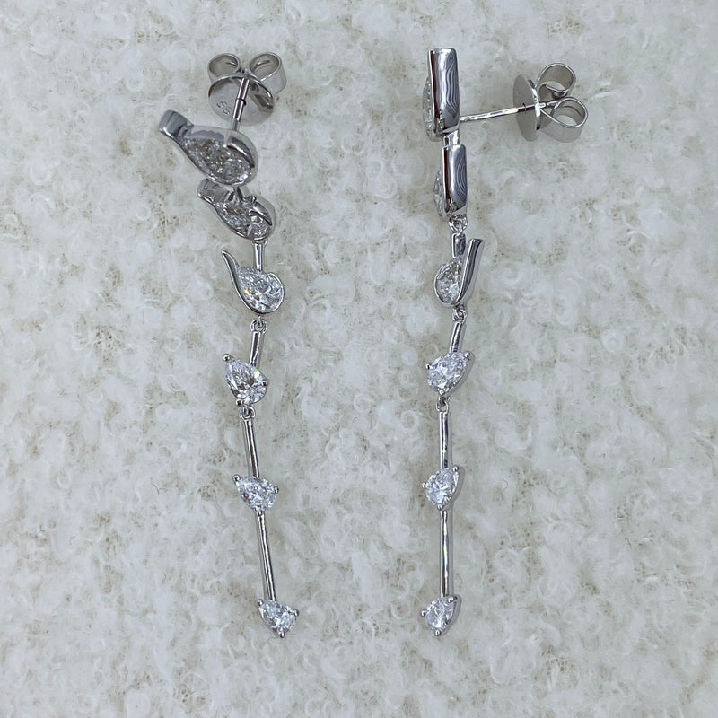 Diamond Drop Earrings 2.3 ct White Gold